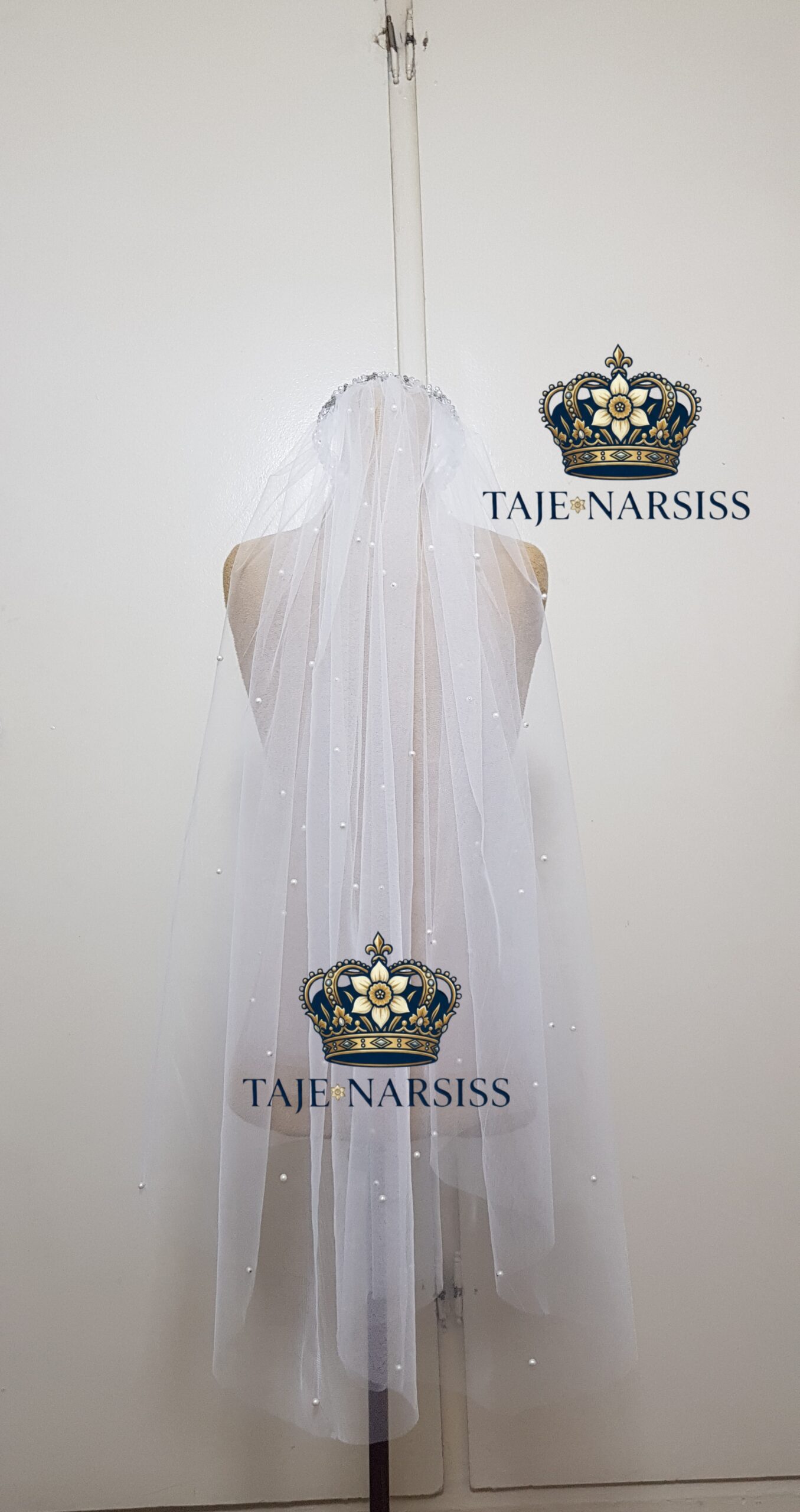 تور عروس ریسه دار مرواریدی