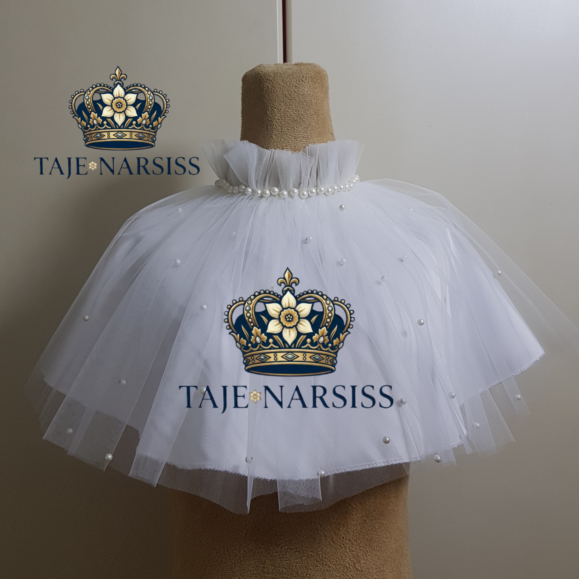 یقه حجاب تور مرواریدی عروس