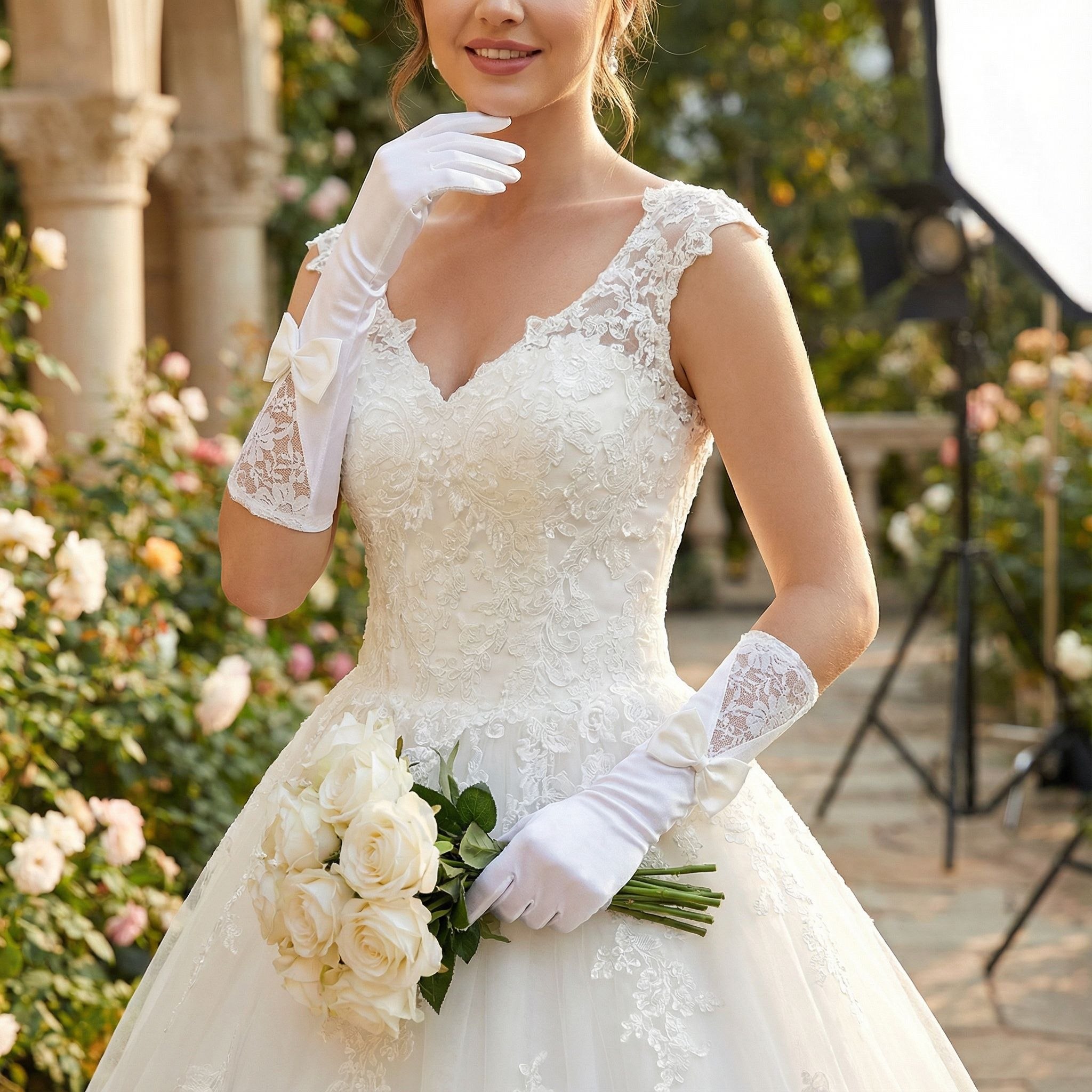 دستکش سفید مجلسی - تصویر 3